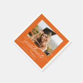 Oranje Elegant Script Photo Graduation Party Servet (Hoek)