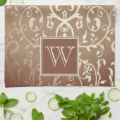 Oranje Elegante bloeiende monogram handdoek (Gevouwen)