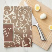 Oranje Elegante bloeiende monogram handdoek (Quarter Fold)