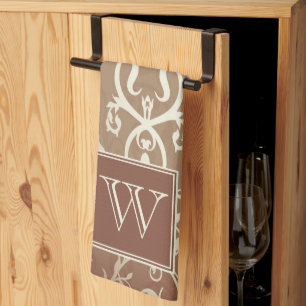 Oranje Elegante bloeiende monogram handdoek