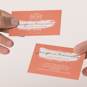 Oranje elegante eenvoudige soja kaars visitekaartje