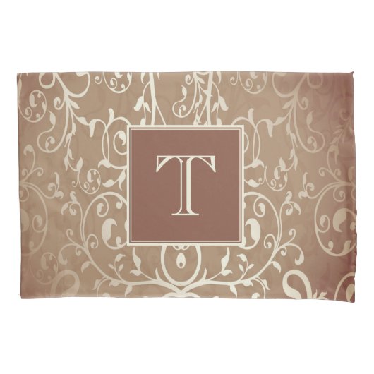 Oranje Elegante Floury Monogram Kussensloop (Voorkant)