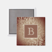 Oranje Elegante Floury Monogram Magnet (Voorkant / Achterkant)