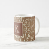 Oranje Elegante Floury Monogram Mok (Voorkant rechts)