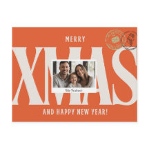 Oranje elegante gepersonaliseerde kerstgroet