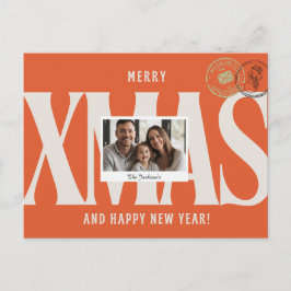 Oranje elegante gepersonaliseerde kerstgroet briefkaart