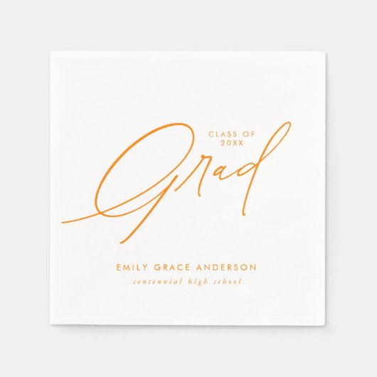 Oranje Elegante Kalligrafie Script Afstuderen Servet (Voorkant)