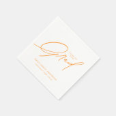 Oranje Elegante Kalligrafie Script Afstuderen Servet (Hoek)