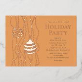 Oranje Elegante Kerst Party Zakelijke Vakantie Folie Uitnodiging (Voorkant)
