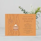 Oranje Elegante Kerst Party Zakelijke Vakantie Folie Uitnodiging (Staand Voorkant)