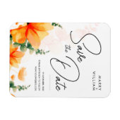 Oranje elegante moderne bruiloft bespaar de datum magneet (Horizontaal)