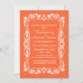 Oranje elegante rand Thanksgiving uitnodigen Kaart (Voorkant)