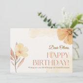 Oranje Elegante Waterverf Bloemen Verjaardag (Staand voorkant)