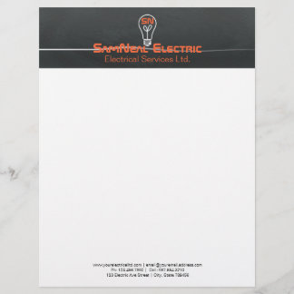 Oranje elektricien - logo lightbulkontwerp briefhoofd