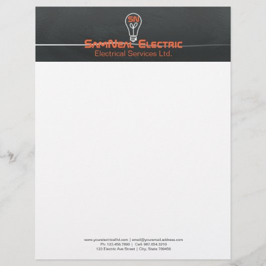 Oranje elektricien - logo lightbulkontwerp briefhoofd (Voorkant)