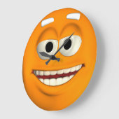 Oranje emoticon grote klok (Hoek)