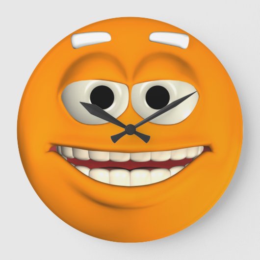 Oranje emoticon grote klok (Voorkant)