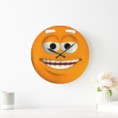 Oranje emoticon grote klok (Huis)