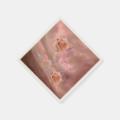 Oranje en abrikozenachtige Rozen & muziek Ecru Coc Servetten (Hoek)