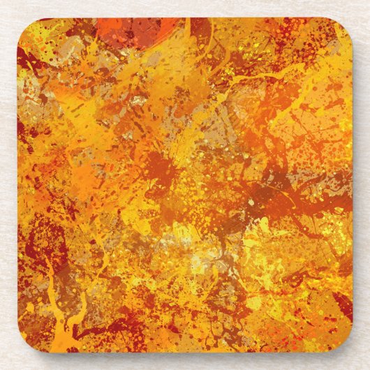 Oranje en Amber Paint Splatter Abstract Bier Onderzetter (Voorkant)