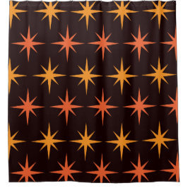 Oranje en Amber Starburst Mid Century Modern Douchegordijn