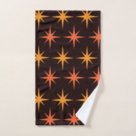 Oranje en Amber Starburst Mid Century Modern Handdoek