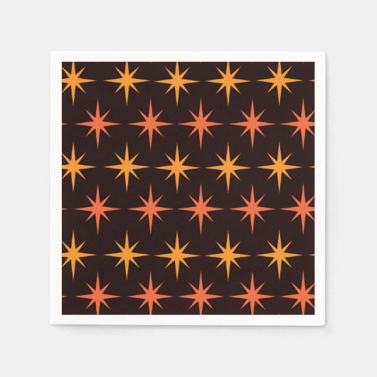 Oranje en Amber Starburst Mid Century Modern Servet (Voorkant)