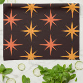 Oranje en Amber Starburst Mid Century Modern Theedoek (Gevouwen)