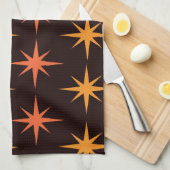 Oranje en Amber Starburst Mid Century Modern Theedoek (Quarter Fold)