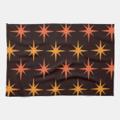 Oranje en Amber Starburst Mid Century Modern Theedoek (Horizontaal)