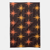 Oranje en Amber Starburst Mid Century Modern Theedoek (Verticaal)