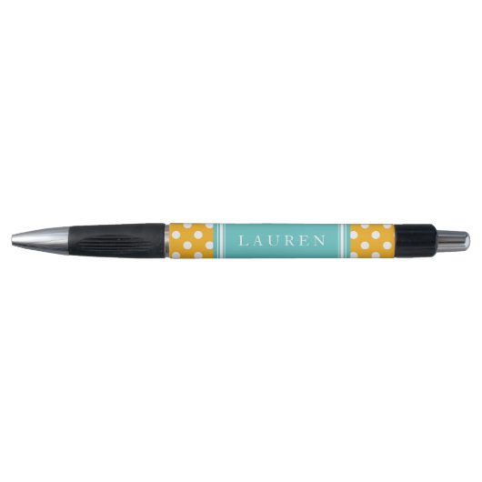 Oranje en Aqua Polka Dots Pattern Pen (Voorkant)