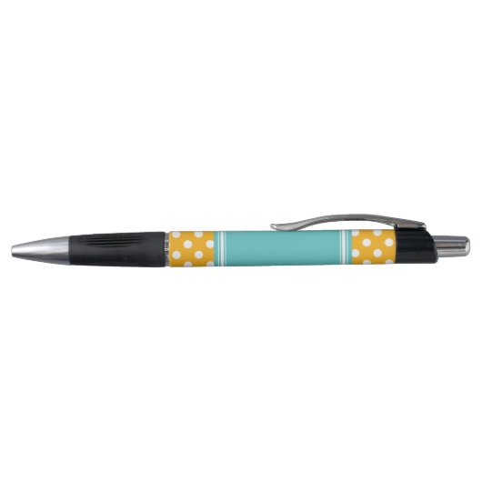 Oranje en Aqua Polka Dots Pattern Pen (Bovenkant)