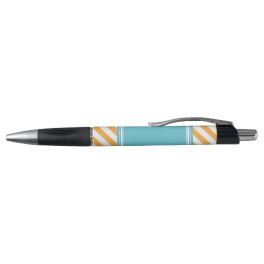Oranje en Aqua Stripes Patroon Pen (Bovenkant)