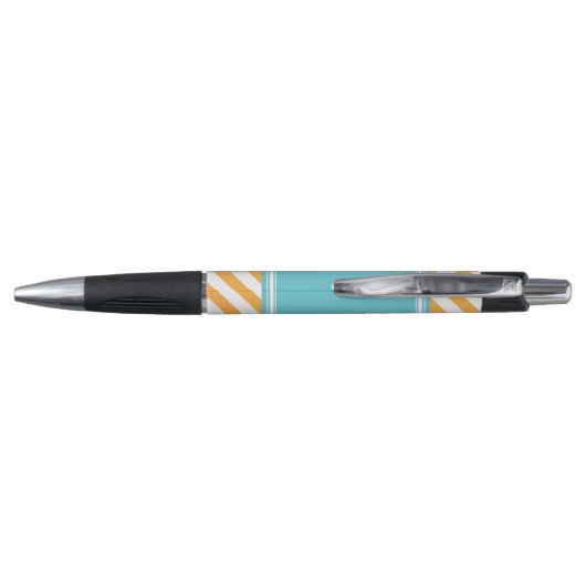 Oranje en Aqua Stripes Patroon Pen (Achterkant)