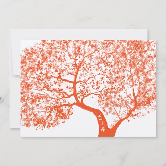 Oranje en Aqua Tree Weddings Speciaal uitnodigen Kaart (Achterkant)