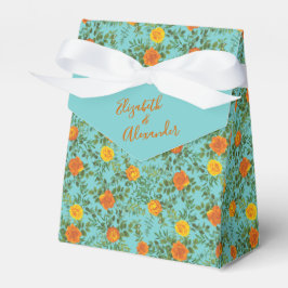Oranje en Aqua Wedding Modern Floral Bedankdoosjes