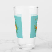 Oranje en Aqua Wedding Modern Floral Glas (Links)