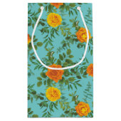 Oranje en Aqua Wedding Modern Floral Klein Cadeauzakje (Achterkant)