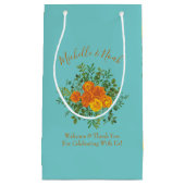 Oranje en Aqua Wedding Modern Floral Klein Cadeauzakje (Voorkant)