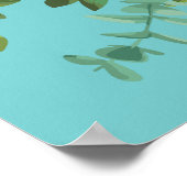 Oranje en Aqua Wedding Modern Floral Poster (Hoek)