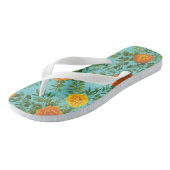 Oranje en Aqua Wedding Modern Floral Teenslippers (Schuin)