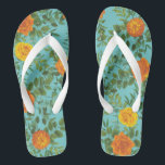 Oranje en Aqua Wedding Modern Floral Teenslippers<br><div class="desc">Prachtige moderne florale bruiloft collectie in oranje en aqua! Het heldere oranje en blauwgroen is perfect voor een lente,  of een zomertuinbruiloft met elegante heldere kleuren!</div>