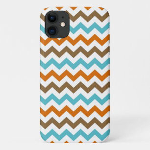 Oranje en Aqua Zig Zag Chevrons Pattern iPhone 11 Hoesje