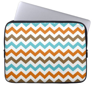 Oranje en Aqua Zig Zag Chevrons Pattern Laptop Sleeve