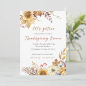 Oranje en Beige Aquarel Thanksgiving Uitnodiging (Staand voorkant)