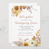 Oranje en Beige Aquarel Thanksgiving Uitnodiging (Voorkant / Achterkant)