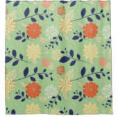 Oranje en beige bloemen douchegordijn (Voorkant)