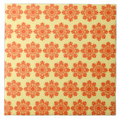 Oranje en beige bloemenkunst tegeltje (Voorkant)