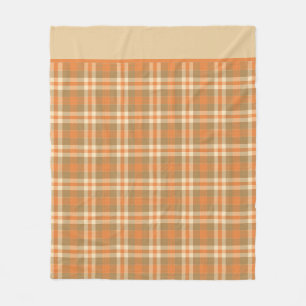 Oranje En Beige Geruite Fleece Deken